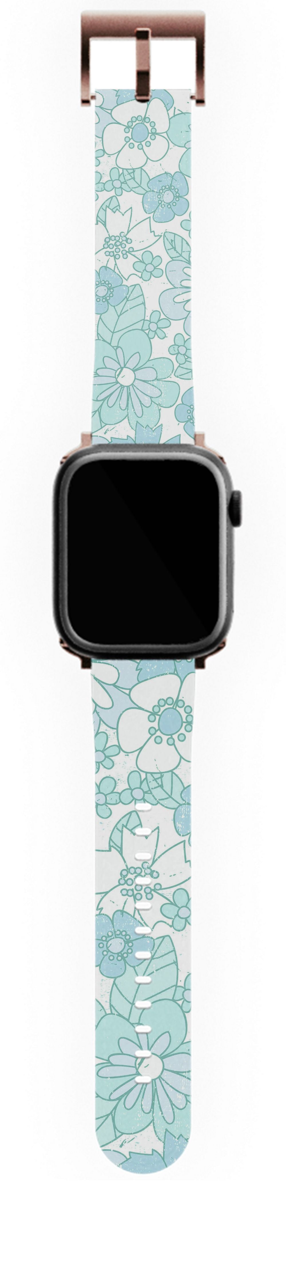 Baby Blue Retro Floral Apple Watch Band - daziecases
