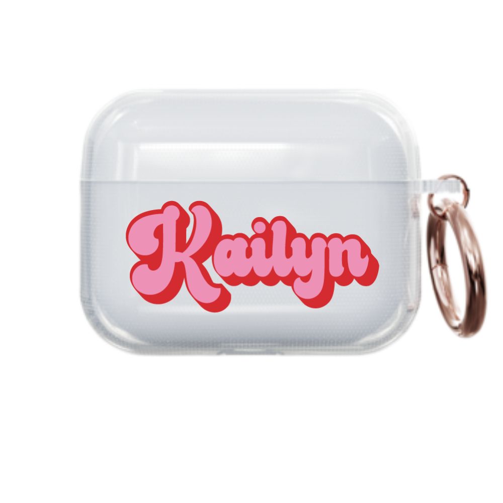Pink and Red Retro Airpod Case - Clear - daziecases