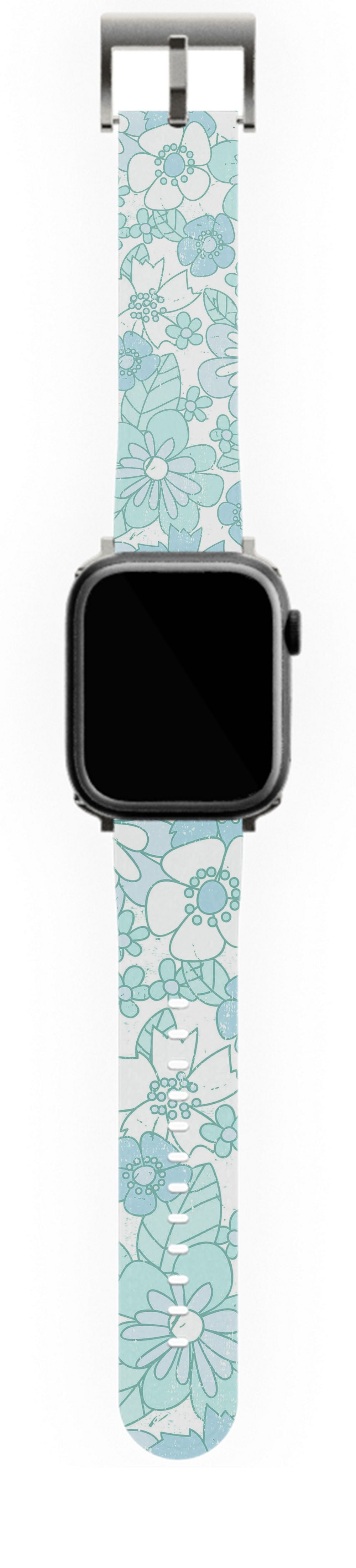 Baby Blue Retro Floral Apple Watch Band - daziecases