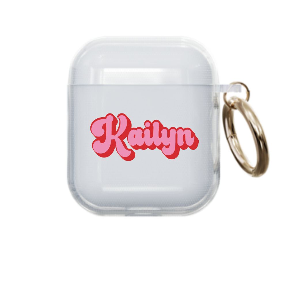 Pink and Red Retro Airpod Case - Clear - daziecases