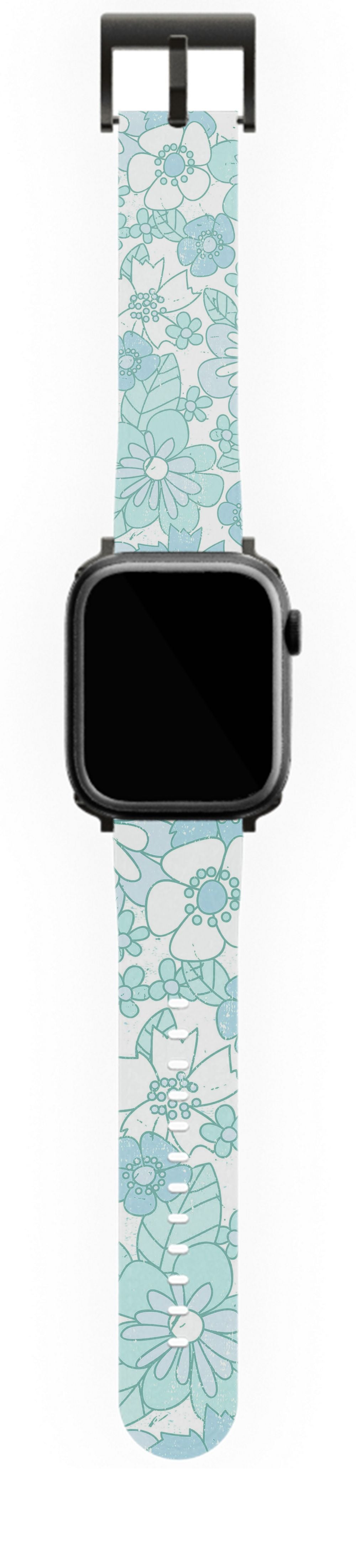 Baby Blue Retro Floral Apple Watch Band - daziecases