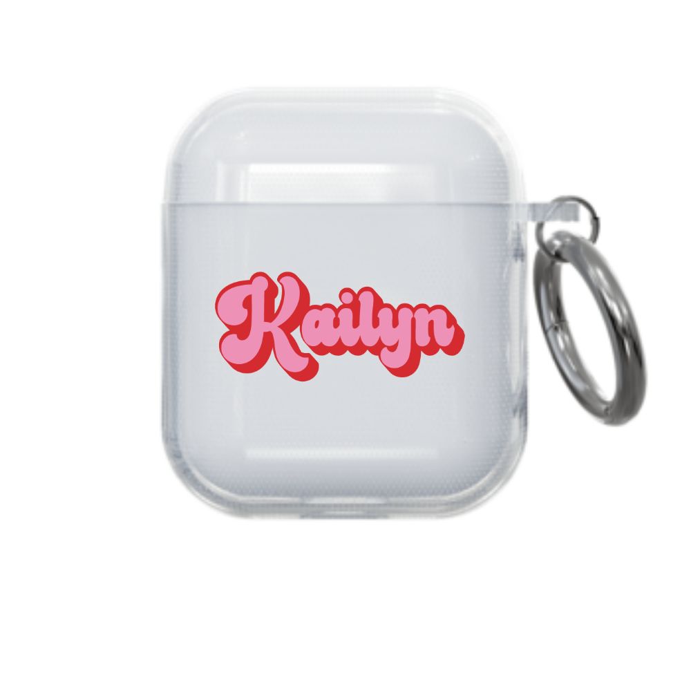 Pink and Red Retro Airpod Case - Clear - daziecases