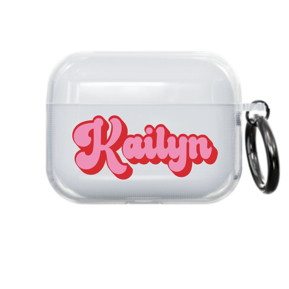 Pink and Red Retro Airpod Case - Clear - daziecases