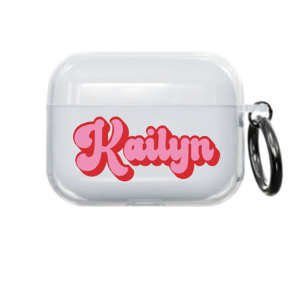 Pink and Red Retro Airpod Case - Clear - daziecases