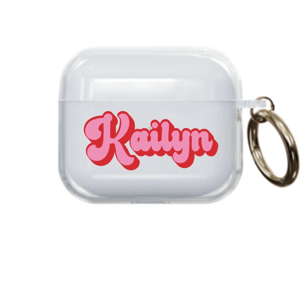 Pink and Red Retro Airpod Case - Clear - daziecases