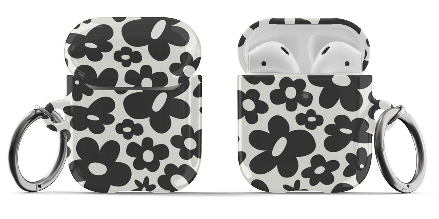 Black Retro Flowers Airpod Case - daziecases