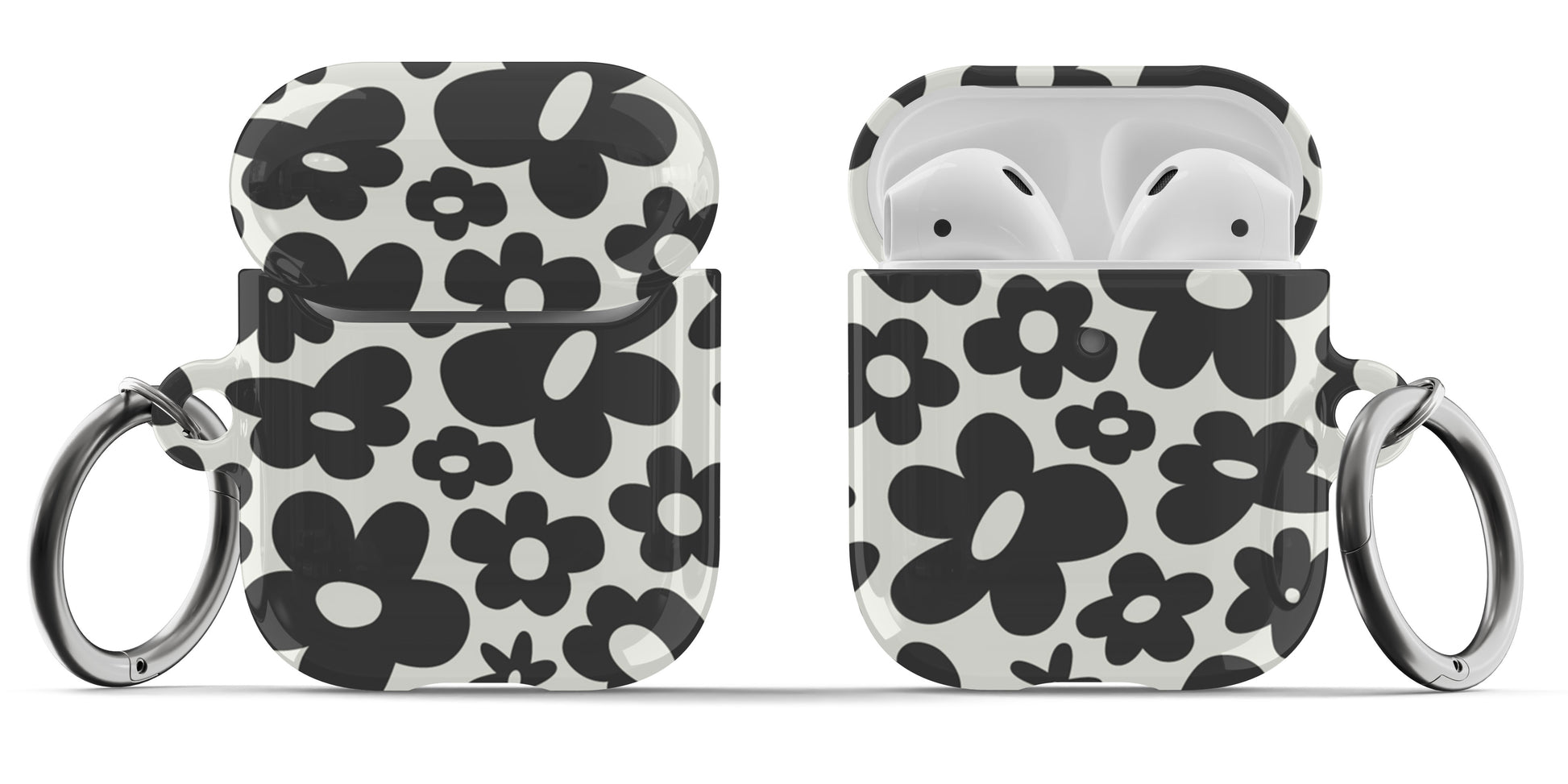 Black Retro Flowers Airpod Case - daziecases