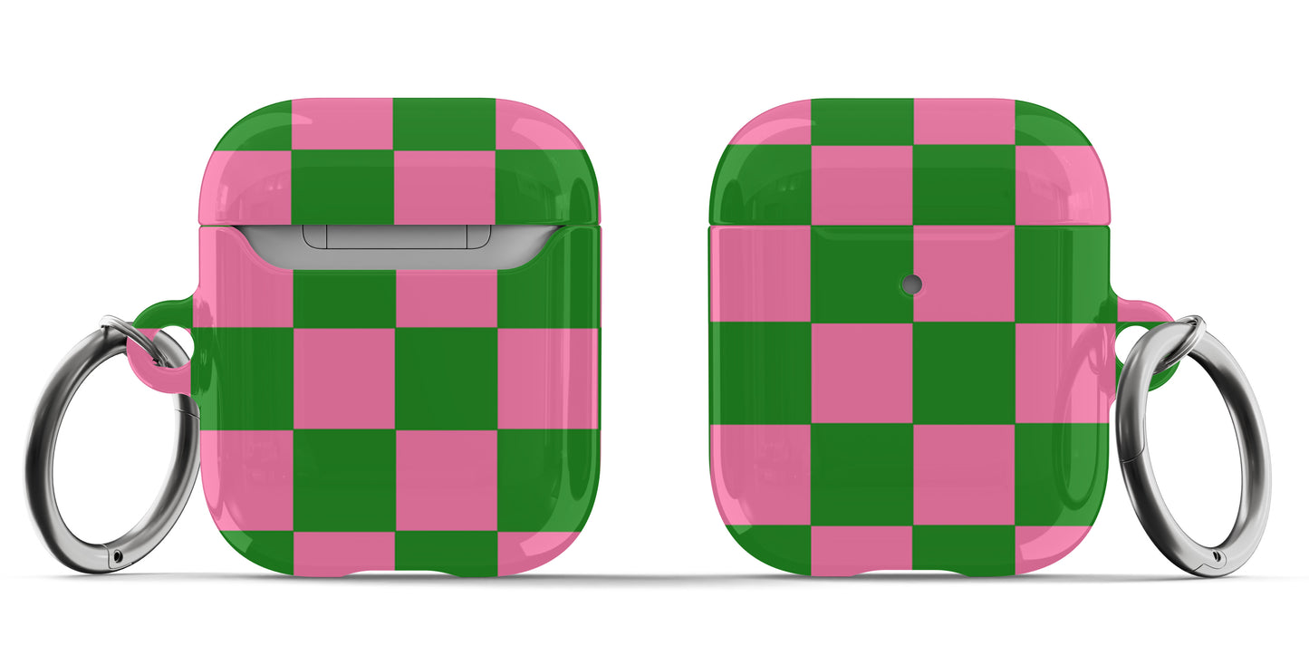 Pink and Green Checkers Airpod Case - daziecases