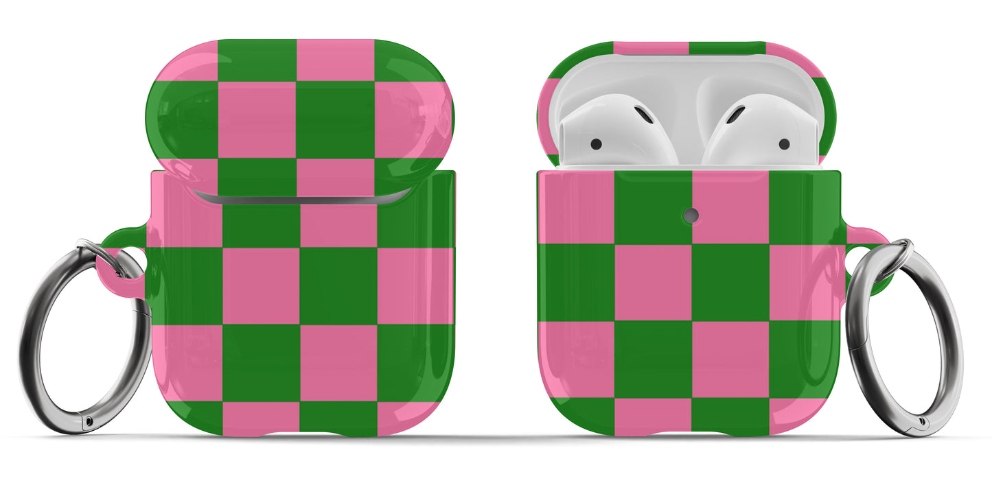 Pink and Green Checkers Airpod Case - daziecases
