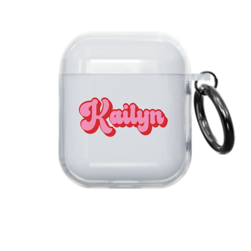 Pink and Red Retro Airpod Case - Clear - daziecases