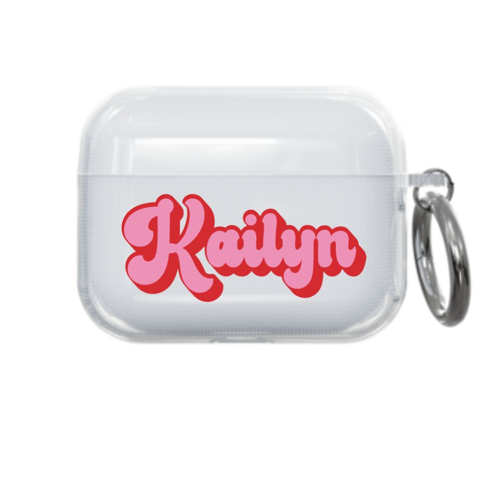 Pink and Red Retro Airpod Case - Clear - daziecases