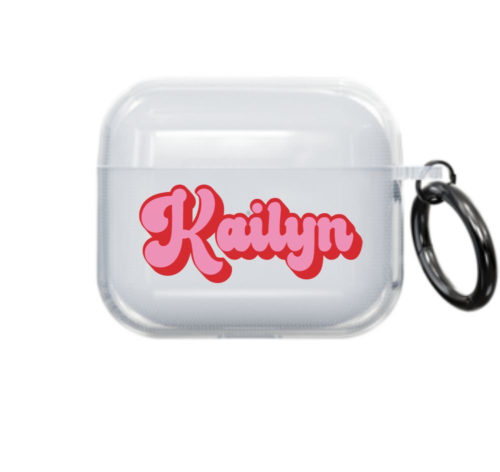 Pink and Red Retro Airpod Case - Clear - daziecases