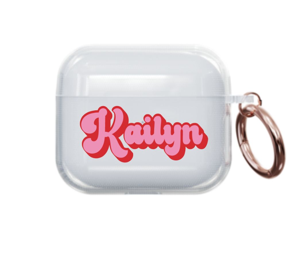 Pink and Red Retro Airpod Case - Clear - daziecases