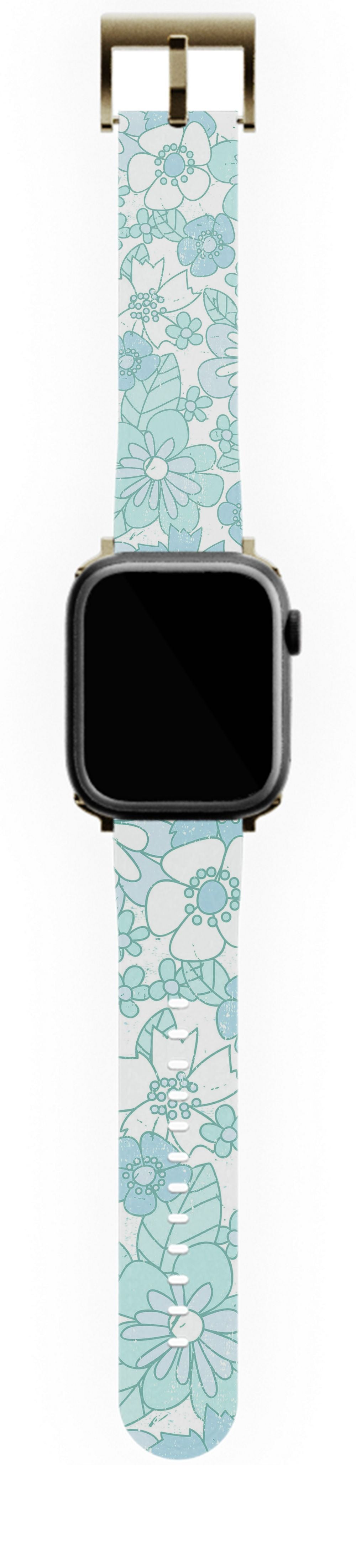 Baby Blue Retro Floral Apple Watch Band - daziecases