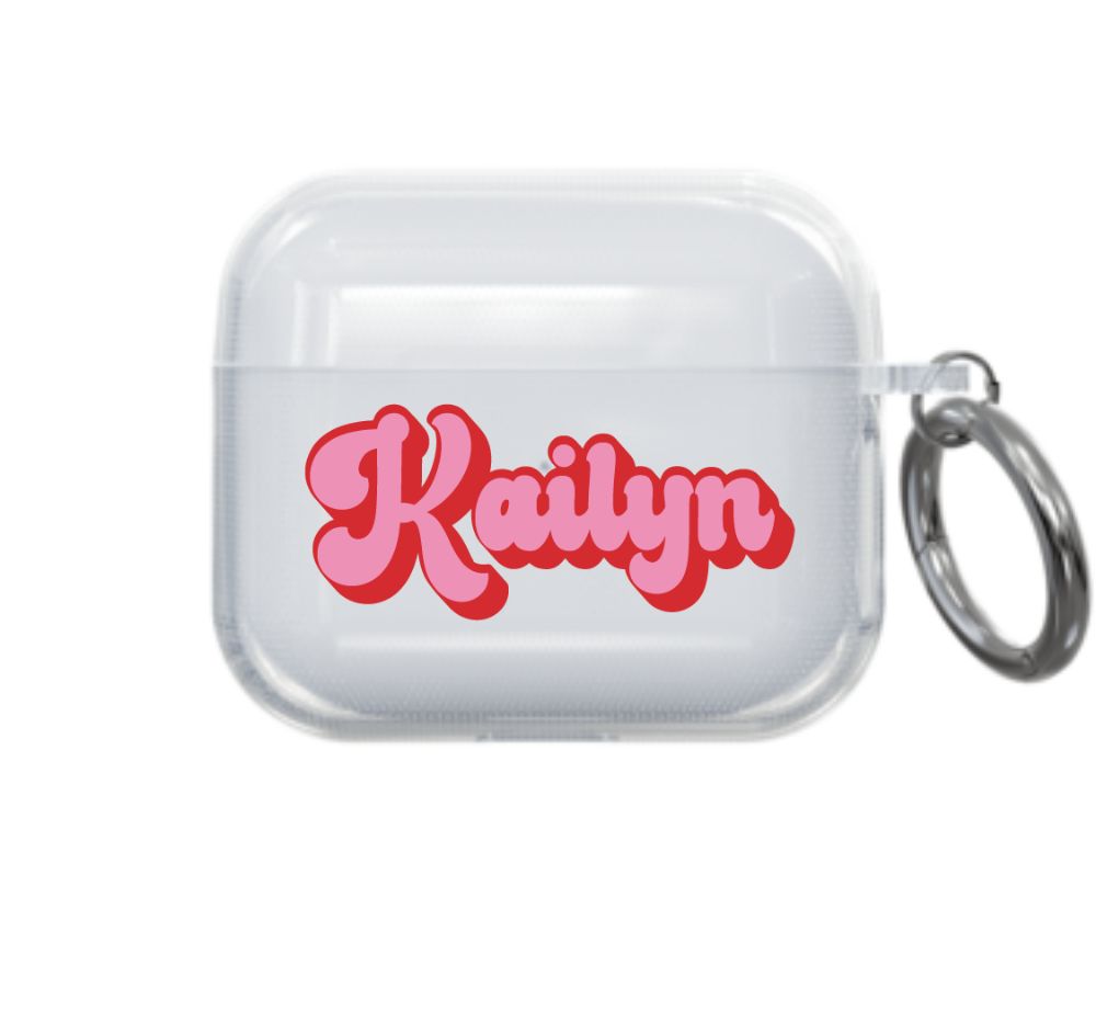 Pink and Red Retro Airpod Case - Clear - daziecases